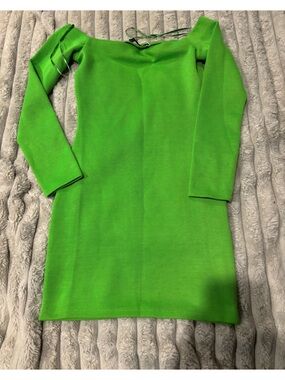 Bright Green Long Sleeve Knit Dress size small mini dress nwots